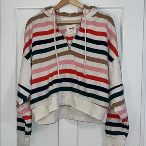 Aerie Red and Pink Asymmetrical Long Sleeve Hoodie